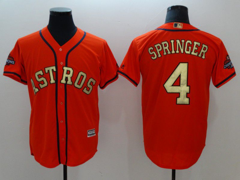 Men Houston Astros 4 Springer Orange Game Champion Edition MLB Jerseys